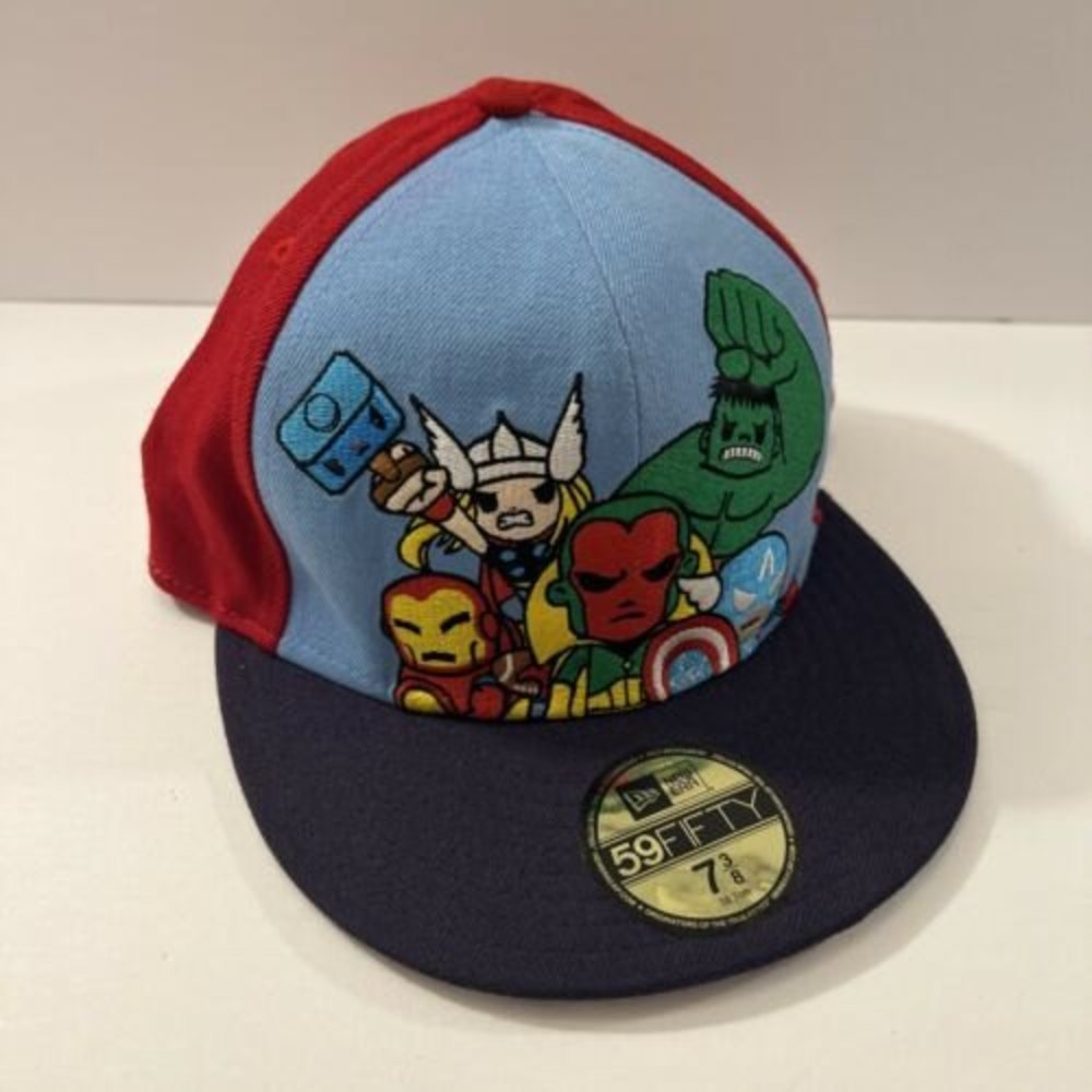 Tokidoki Marvel Avengers New Era Hat 7 3/8 Rare Vtg Vision Thor Hulk Iron Man